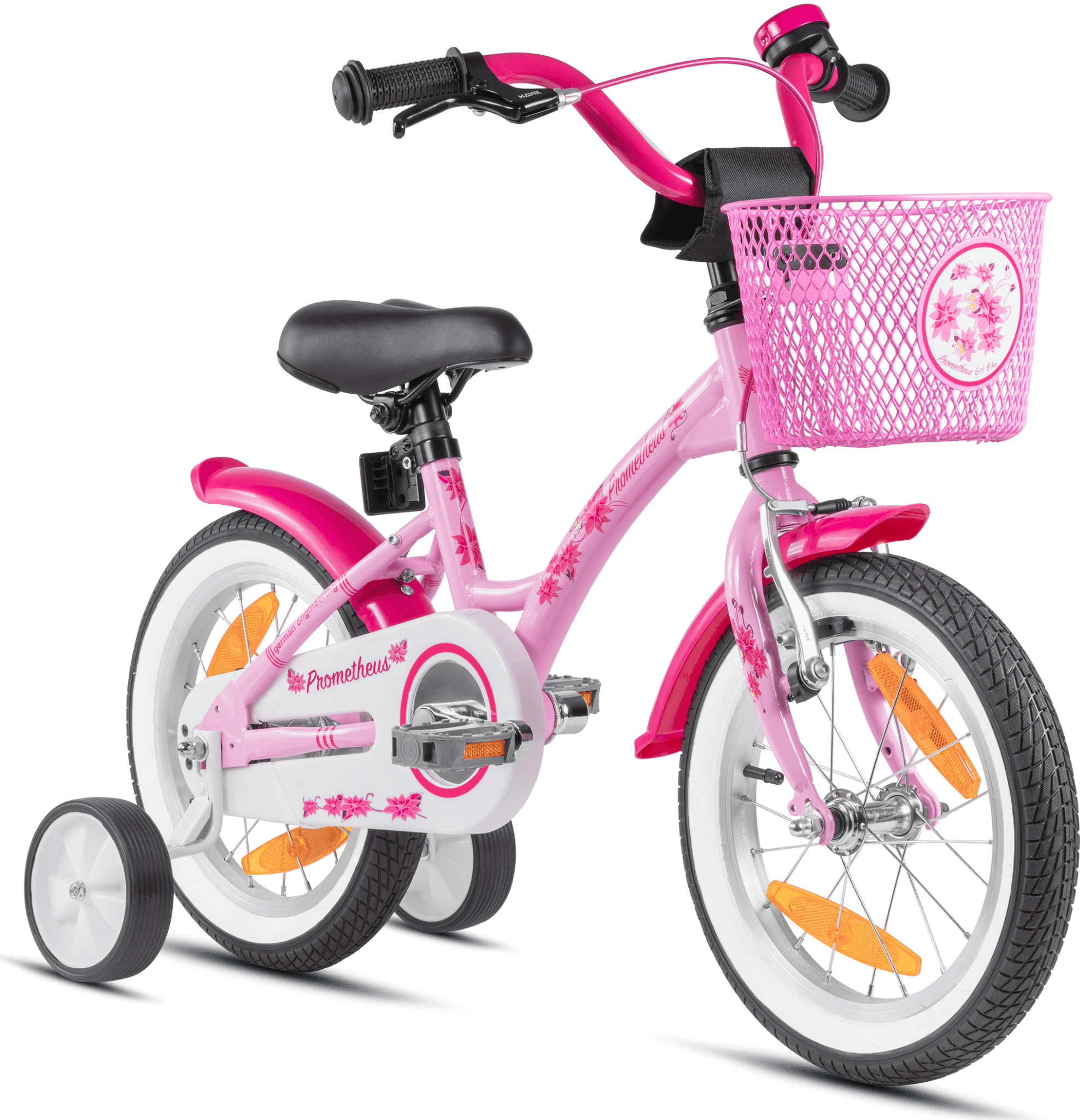 Kinderfahrrad 14 Zoll ab 3-4 Jahre mit Stützräder in Rosa & Weiß – prometheus-bikes