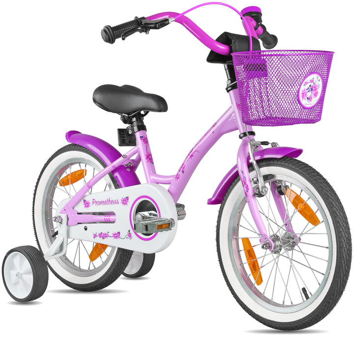 Children's bike 16 inches from 4-5 years with training wheels in pink &amp; white