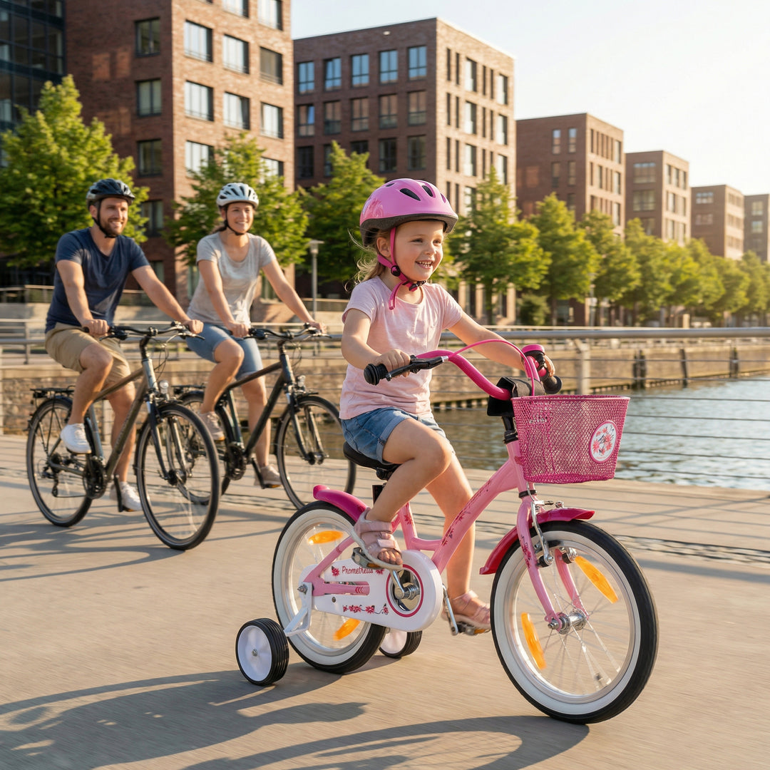 Kinderfahrrad 16 Zoll ab 4-5 Jahre mit Stützräder in Rosa & Weiss