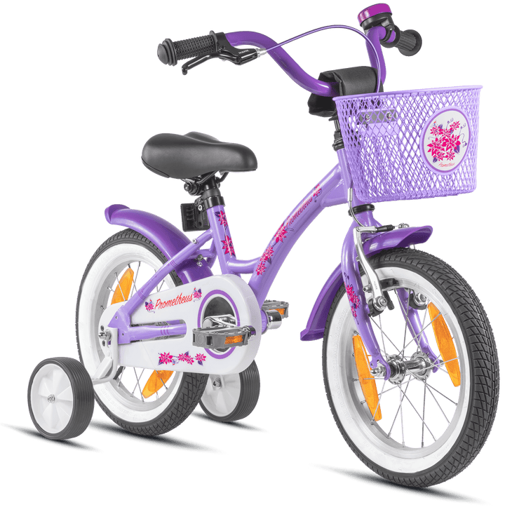 Kinderfahrrad 14 Zoll ab 3-4 Jahre mit Stützräder Violett & Weiß