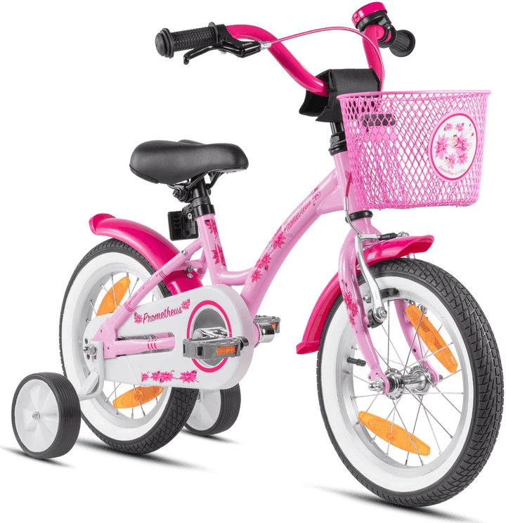 Kinderfahrrad 14 Zoll ab 3-4 Jahre mit Stützräder in Rosa & Weiß