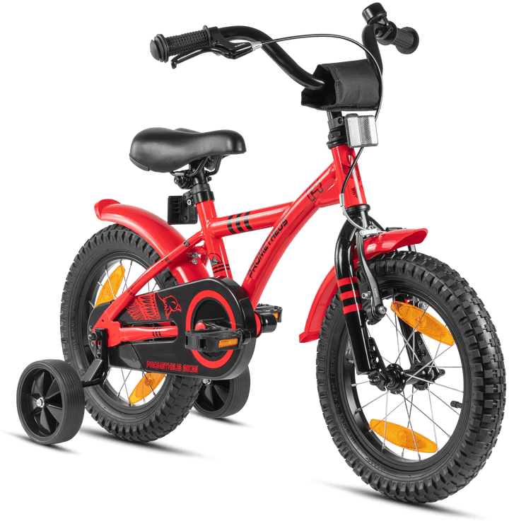 Children's bike 14 inches from 3-4 years with training wheels in red &amp; black