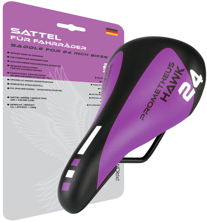 Saddle for 24 inch youth bicycle saddle unisex in purple