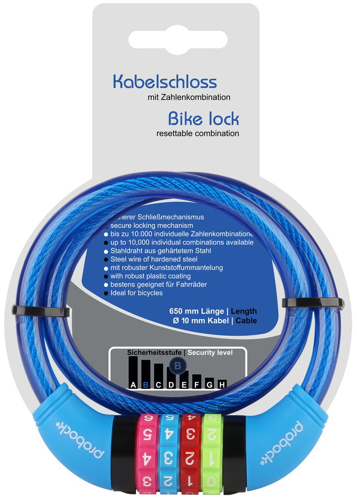 Cable lock (transparent) children in blue