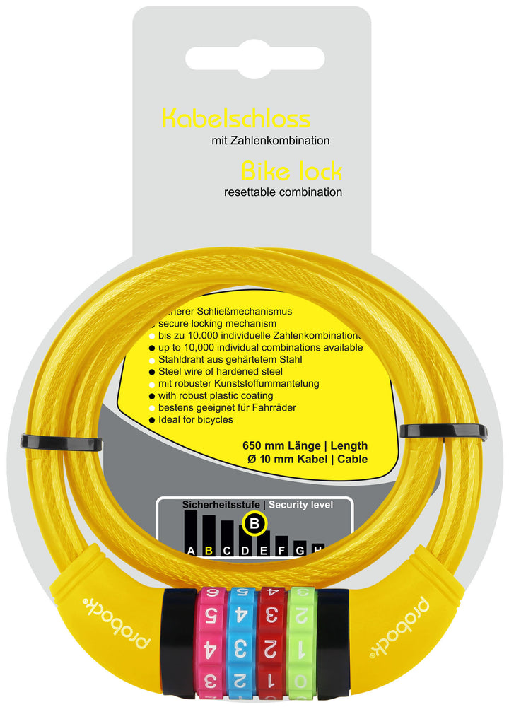 Cable lock (transparent) children in yellow