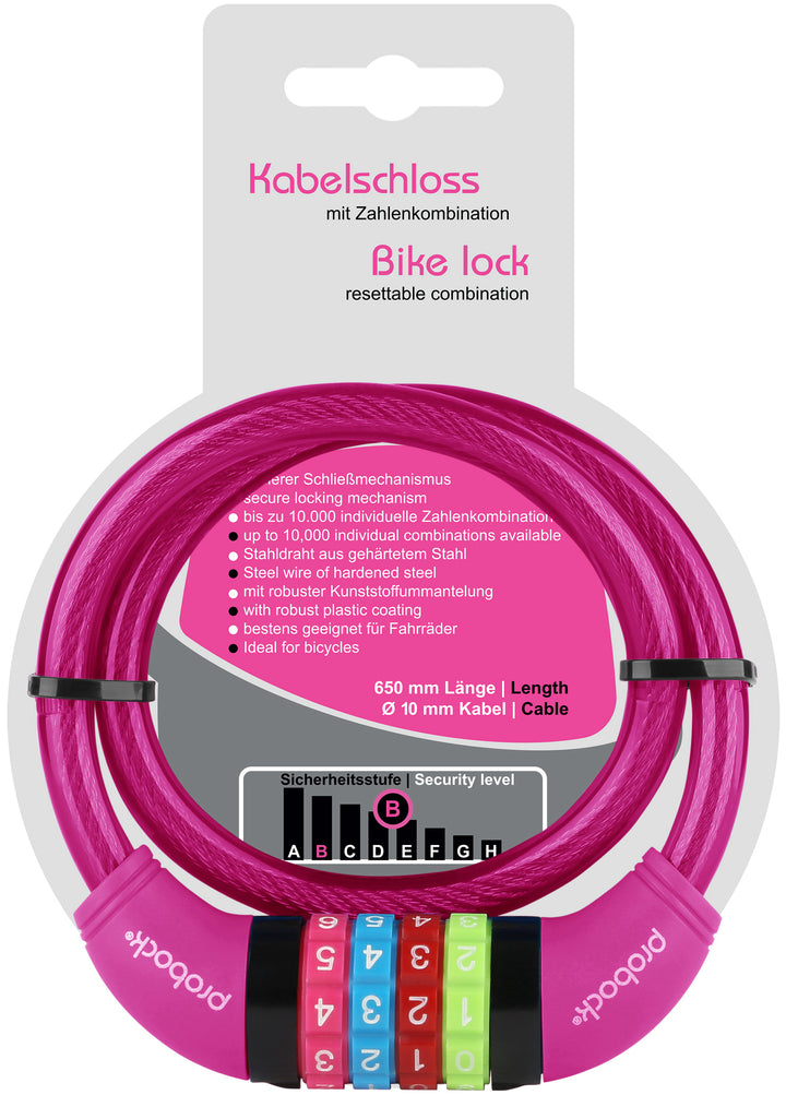 Cable lock (transparent) children in pink