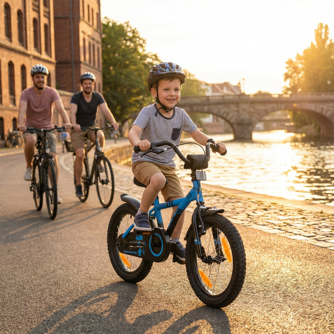 Kinderfahrrad 16 Zoll ab 4-5 Jahre mit Stützräder in Blau & Schwarz