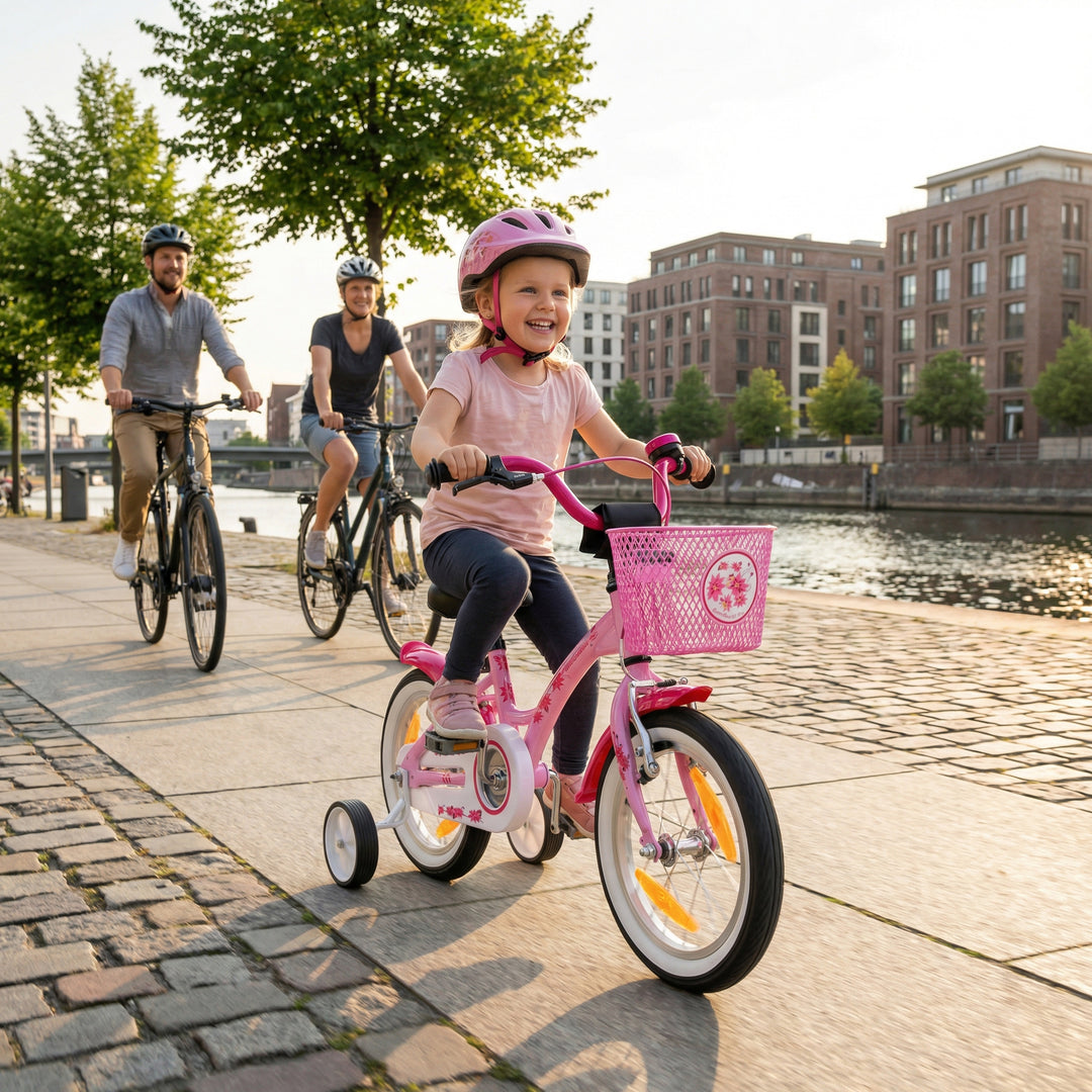 kinderfahrrad 14 zoll prometheus Kinderfahrrad 14 Zoll ab 3-4 Jahre mit Stützräder in Rosa & Weiß – prometheus-bikes