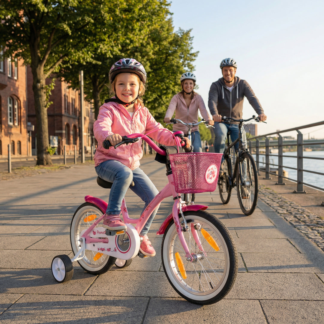 Kinderfahrrad 16 Zoll ab 4-5 Jahre mit Stützräder in Rosa & Weiss