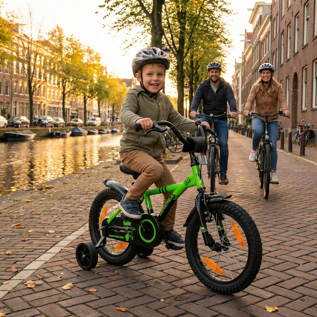 Kinderfahrrad 16 Zoll ab 4-5 Jahre mit Stützräder in Grün & Schwarz