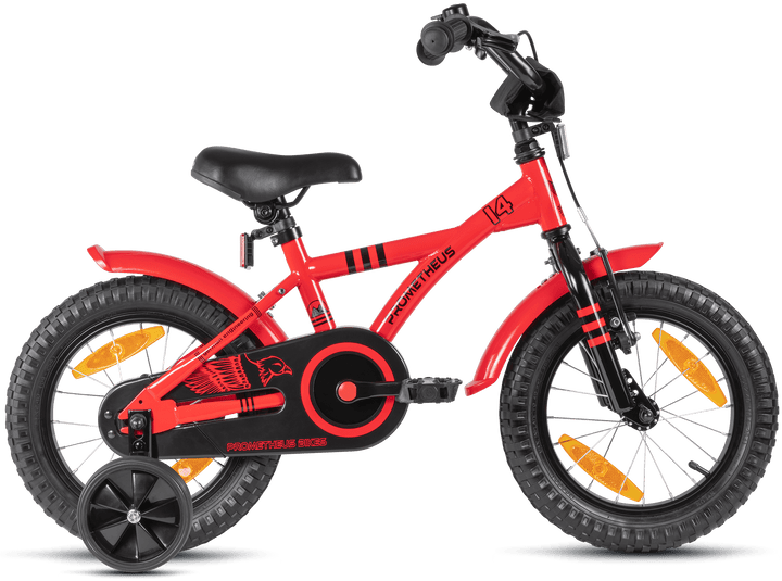 Children's bike 14 inches from 3-4 years with training wheels in red &amp; black