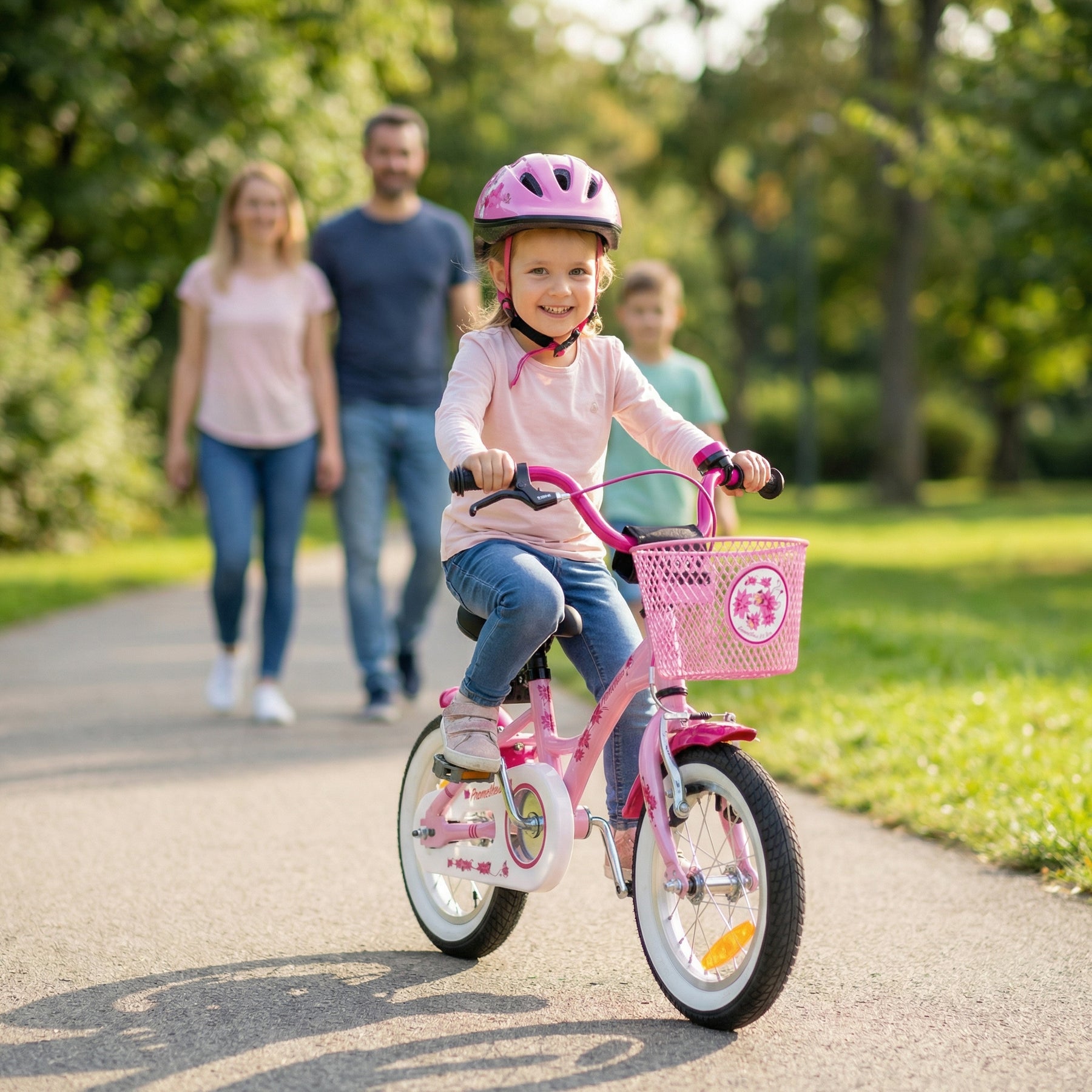 Kinderfahrrad 12 Zoll ab 3 Jahre mit Stützräder in Rosa & Weiß – prometheus -bikes