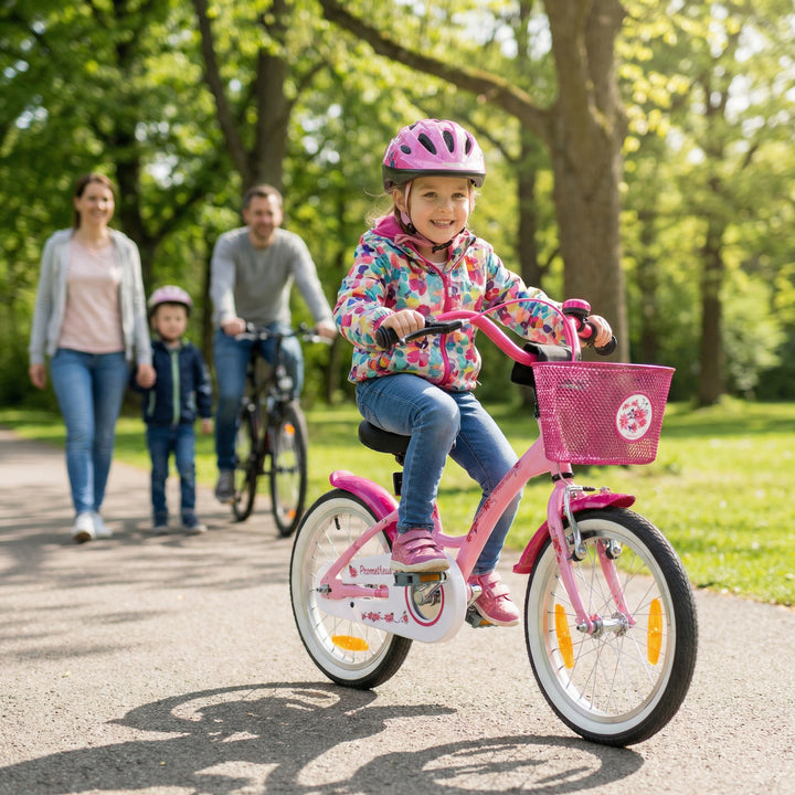 Kinderfahrrad 16 Zoll ab 4-5 Jahre mit Stützräder in Rosa & Weiss