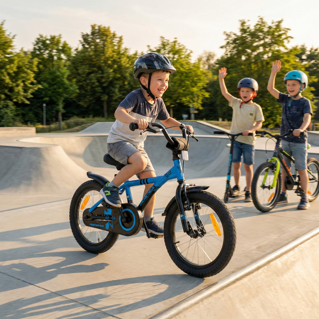 Kinderfahrrad 16 Zoll ab 4-5 Jahre mit Stützräder in Blau & Schwarz