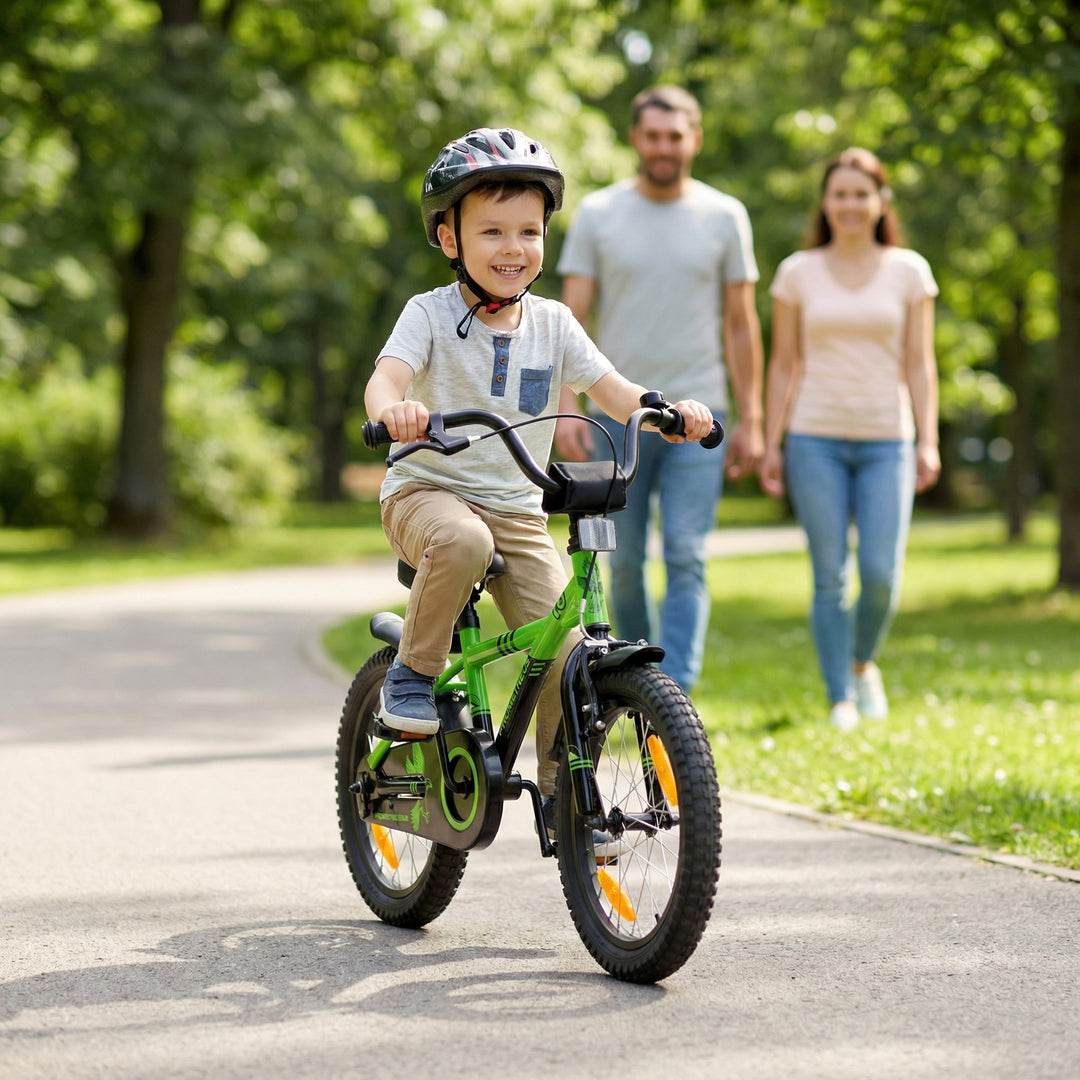 Kinderfahrrad 16 Zoll ab 4-5 Jahre mit Stützräder in Grün & Schwarz