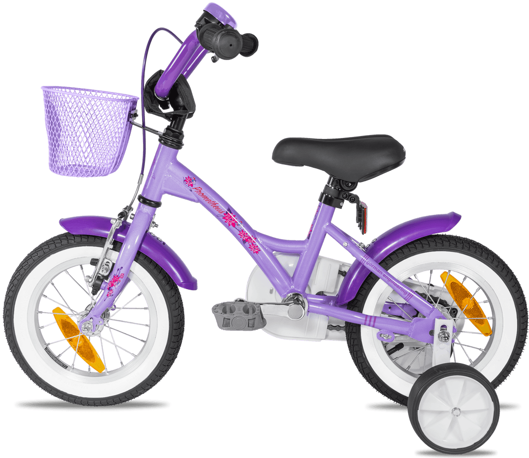 Kinderfahrrad 12 Zoll ab 3 Jahre mit Stützräder in Violett & Weiß