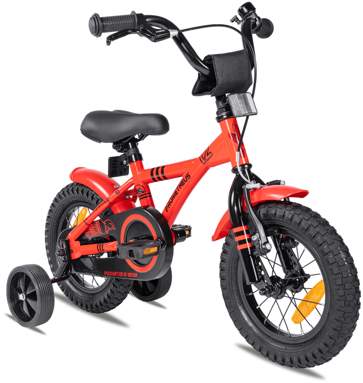 Children's bike 12 inches from 3 years with training wheels in red &amp; black