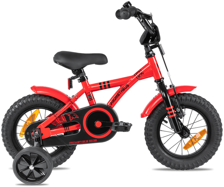 Children's bike 12 inches from 3 years with training wheels in red &amp; black