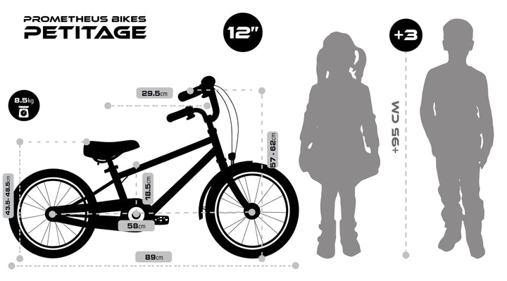 RETRO Kinderrad ab 3 Jahre in 12 Zoll | Schwarz