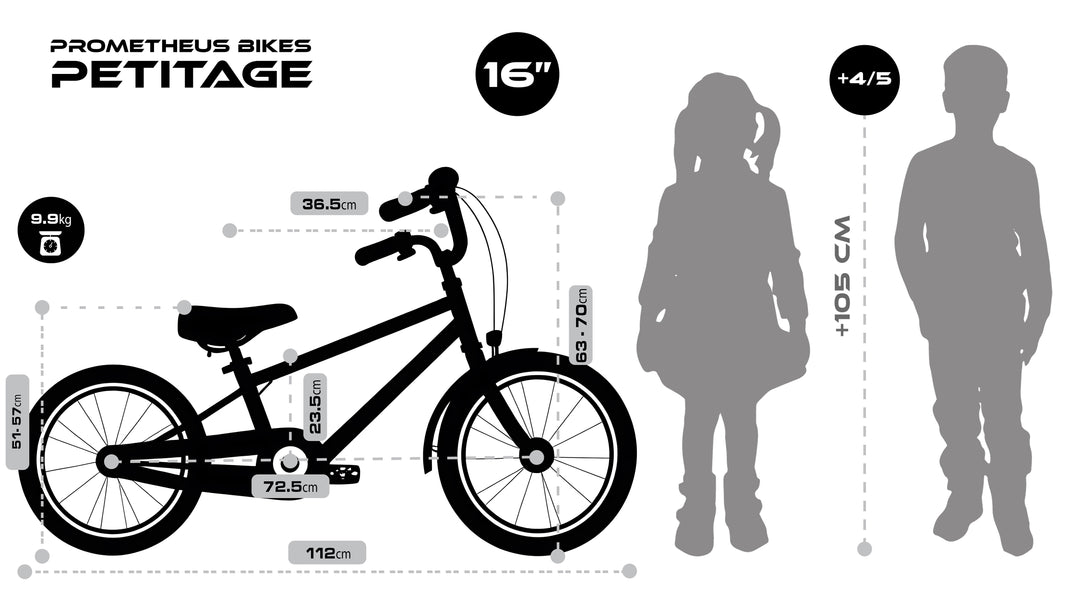 RETRO Kinderrad ab 4-5 Jahre in 16 Zoll | Schwarz