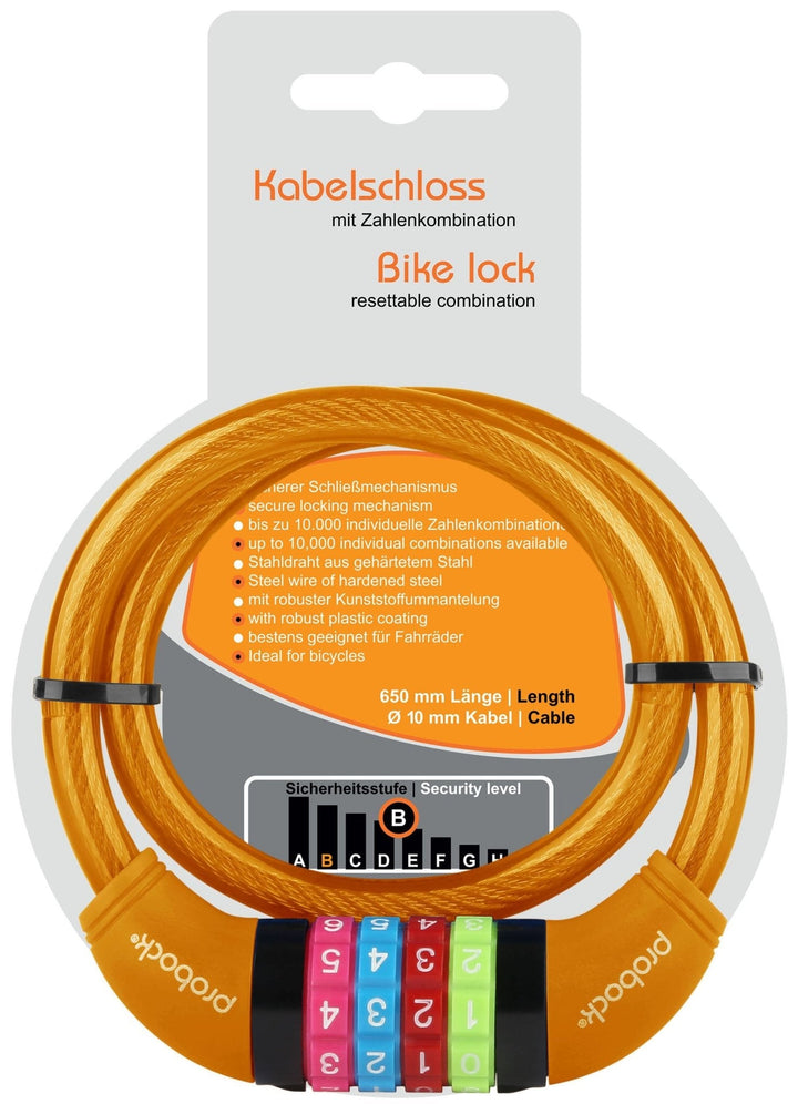 Antivol de vélo pour enfant – transparent, 65 cm – orange