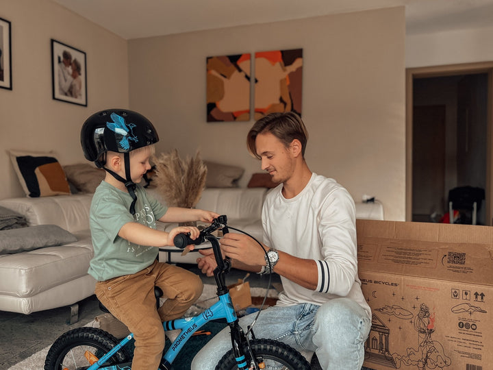 Kinderfahrrad 12 Zoll ab 3 Jahre mit Stützräder Blau & Schwarz – Kinderfahrrad 12 Zoll von prometheus - bikes | prometheus - bikes