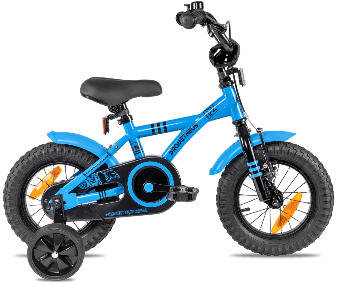 Kinderfahrrad 12 Zoll ab 3 Jahre mit Stützräder Blau & Schwarz – Kinderfahrrad 12 Zoll von prometheus - bikes | prometheus - bikes