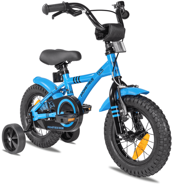 Kinderfahrrad 12 Zoll ab 3 Jahre mit Stützräder Blau & Schwarz – Kinderfahrrad 12 Zoll von prometheus - bikes | prometheus - bikes