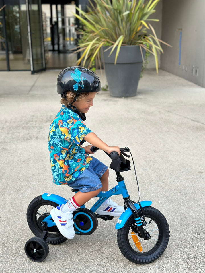 Kinderfahrrad 12 Zoll ab 3 Jahre mit Stützräder Blau & Schwarz – Kinderfahrrad 12 Zoll von prometheus - bikes | prometheus - bikes