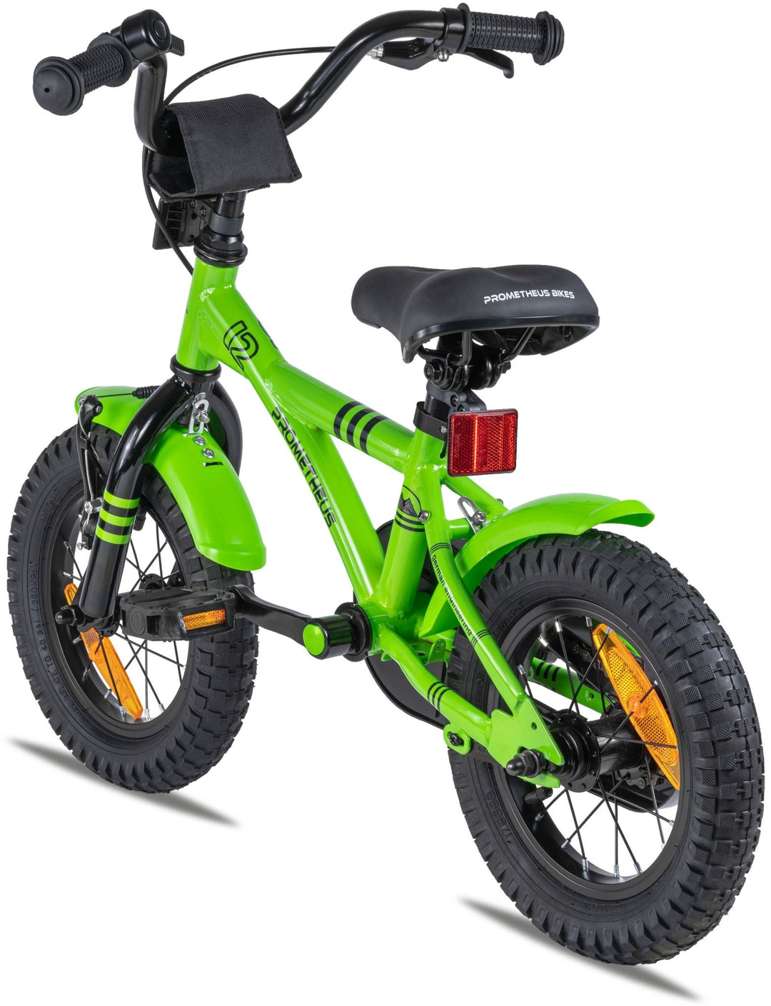 Kinderfahrrad 12 Zoll ab 3 Jahre mit Stützräder in Grün & Schwarz – Kinderfahrrad 12 Zoll von prometheus - bikes | prometheus - bikes