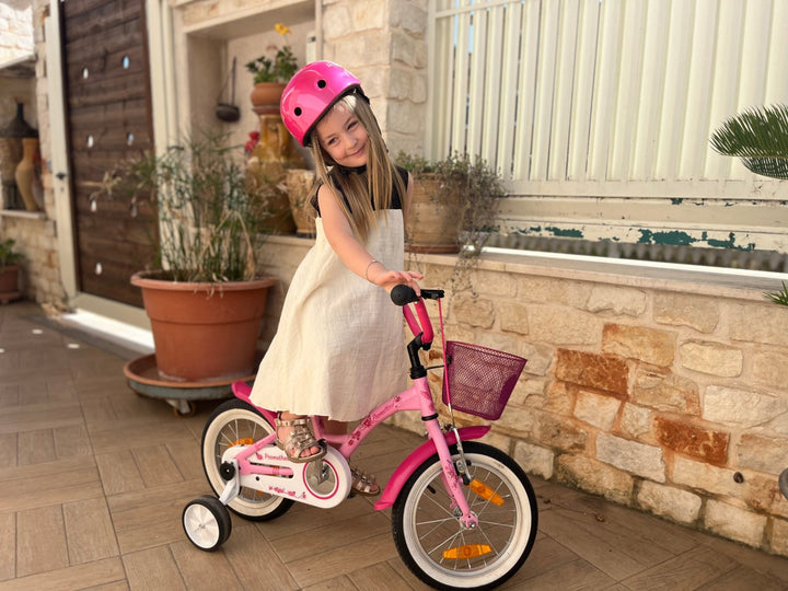 Kinderfahrrad 12 Zoll ab 3 Jahre mit Stützräder in Rosa & Weiß – Kinderfahrrad 12 Zoll von prometheus - bikes | prometheus - bikes