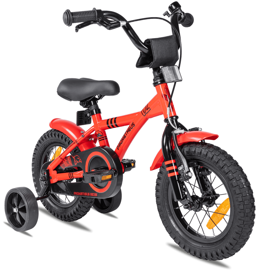 kinderfahrrad 17 zoll Kinderfahrrad 12 Zoll ab 3 Jahre mit Stützräder Rot & Schwarz – prometheus-bikes