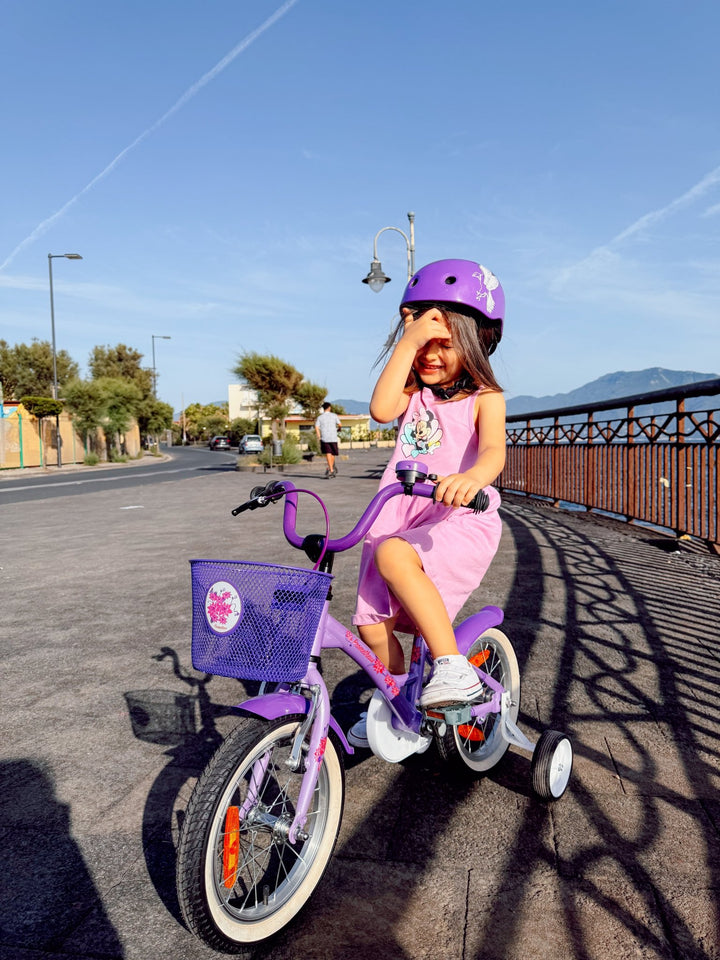 Kinderfahrrad 12 Zoll ab 3 Jahre mit Stützräder in Violett & Weiß – Kinderfahrrad 12 Zoll von prometheus - bikes | prometheus - bikes