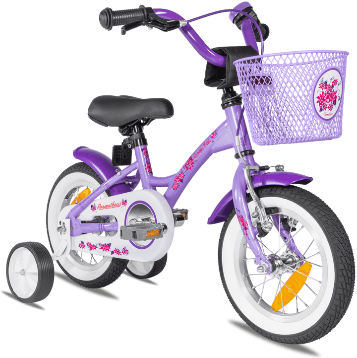 Kinderfahrrad 12 Zoll ab 3 Jahre mit Stützräder in Violett & Weiß – Kinderfahrrad 12 Zoll von prometheus - bikes | prometheus - bikes