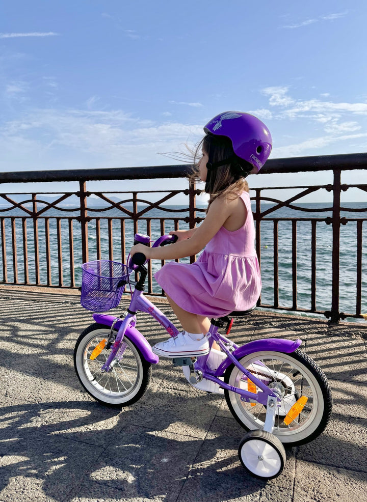 Kinderfahrrad 12 Zoll ab 3 Jahre mit Stützräder in Violett & Weiß – Kinderfahrrad 12 Zoll von prometheus - bikes | prometheus - bikes