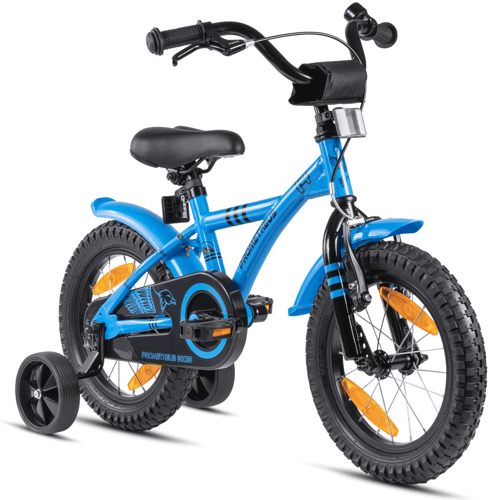 kids' bike 14 inch from 3-4 years with stabilisers in blue & black