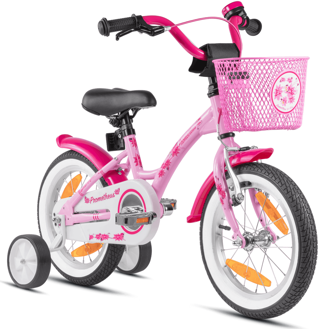 kinderfahrrad 14 zoll rücktrittbremse Kinderfahrrad 14 Zoll ab 3-4 Jahre mit Stützräder in Rosa & Weiß – prometheus-bikes