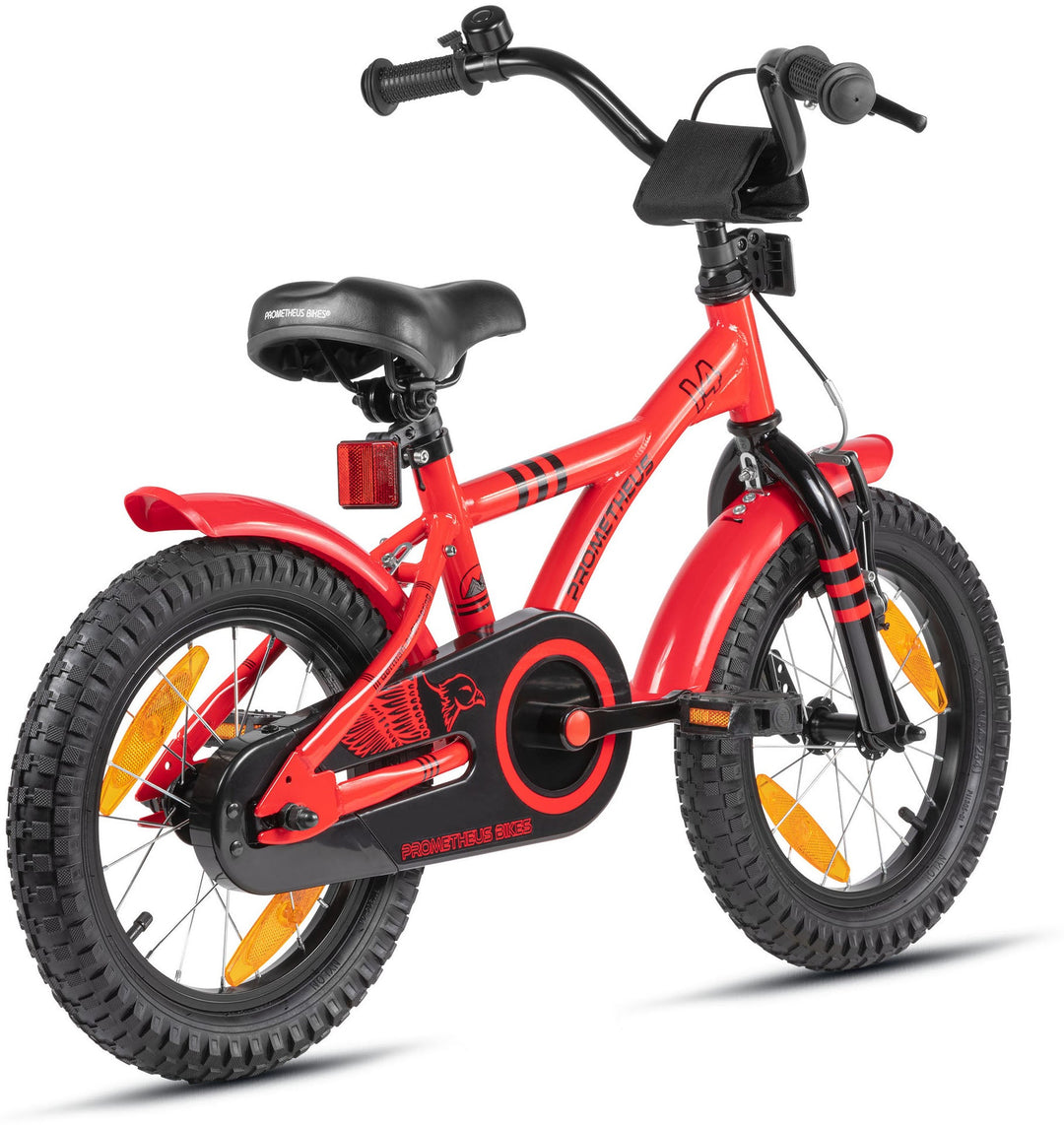 Kinderfahrrad 14 Zoll ab 3 - 4 Jahre mit Stützräder in Rot & Schwarz – Kinderfahrrad 14 Zoll von prometheus - bikes | prometheus - bikes