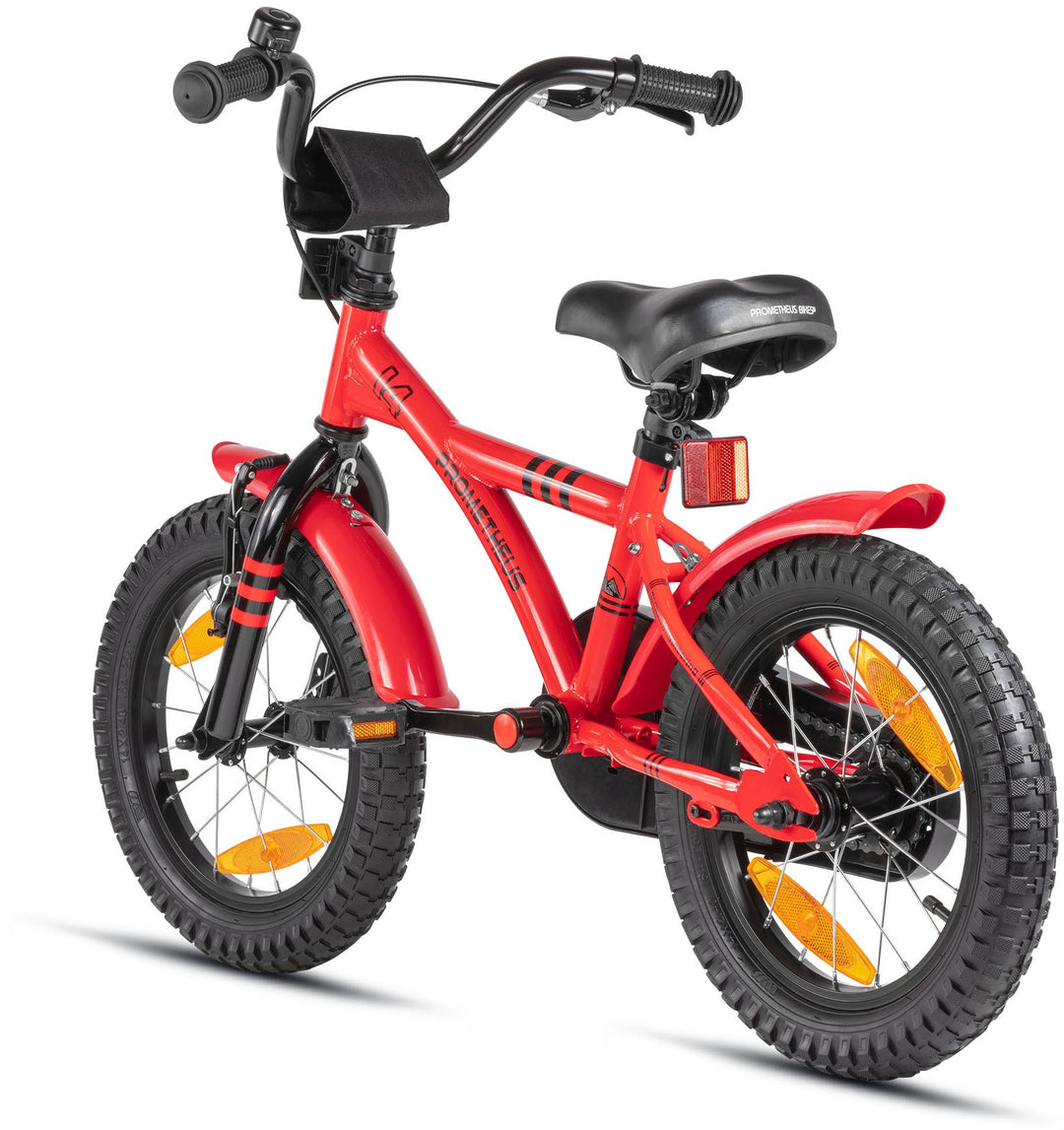 Kinderfahrrad 14 Zoll ab 3 - 4 Jahre mit Stützräder in Rot & Schwarz – Kinderfahrrad 14 Zoll von prometheus - bikes | prometheus - bikes
