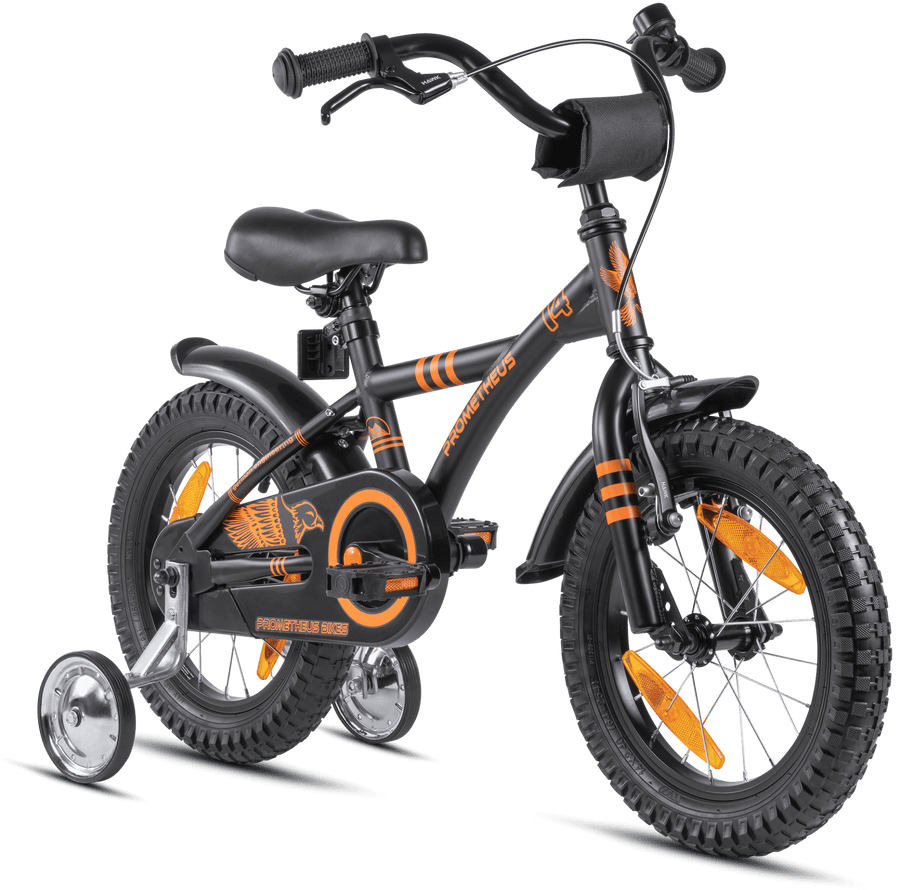 HAWK Kinderfahrrad 14 Zoll – Schwarz Matt & Orange