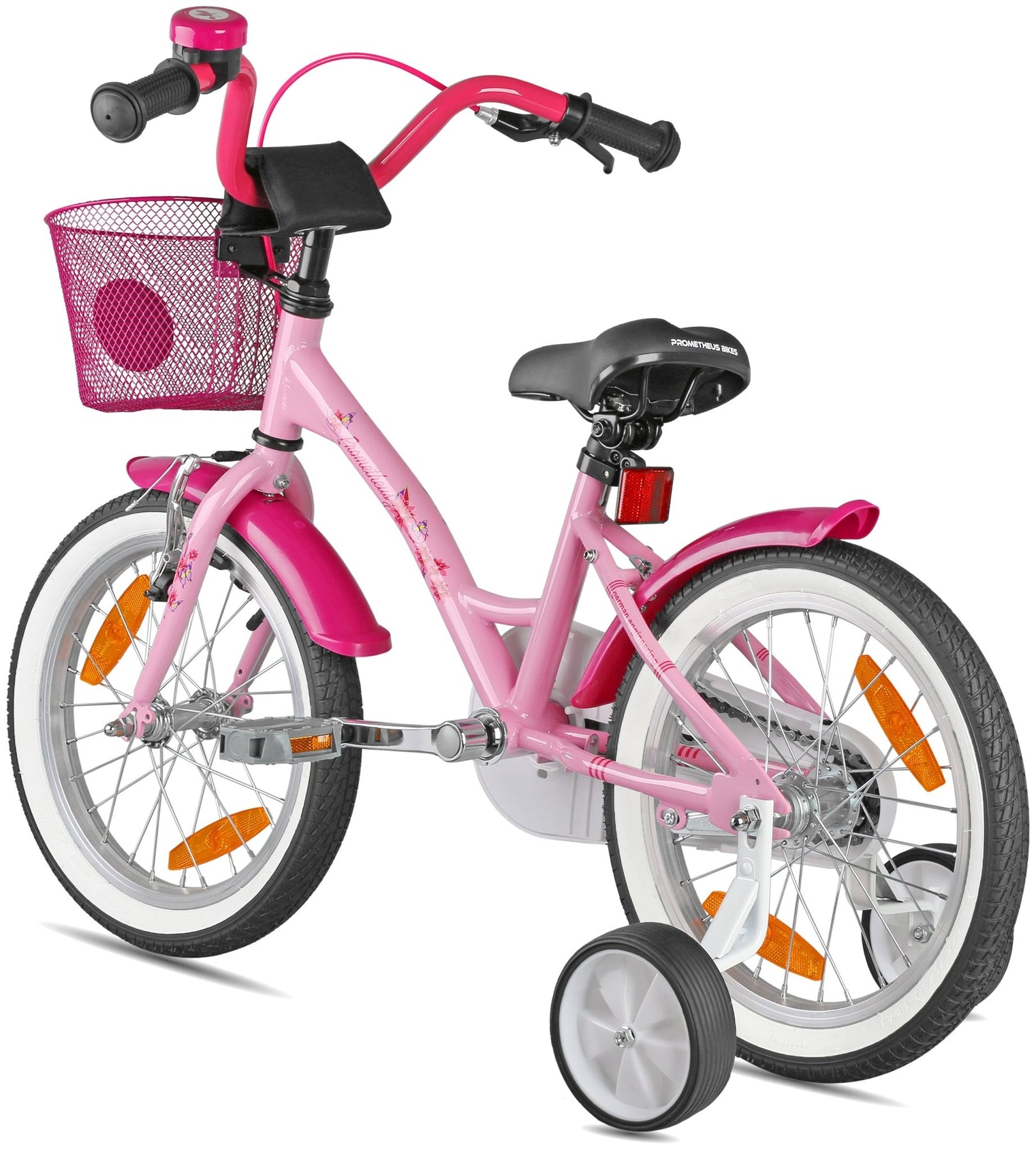 Kinderfahrrad 16 Zoll ab 4-5 Jahre mit Stützräder in Rosa & Weiss – prometheus-bikes