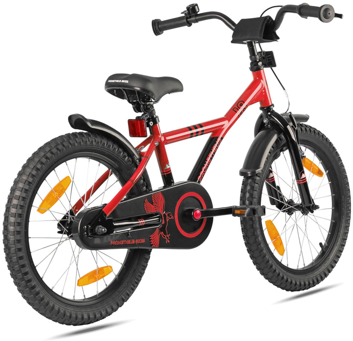 Kinderfiets 18 inch vanaf 5 jaar in rood & zwart - Kinderfiets 18 inch van prometheus - bikes | prometheus - bikes