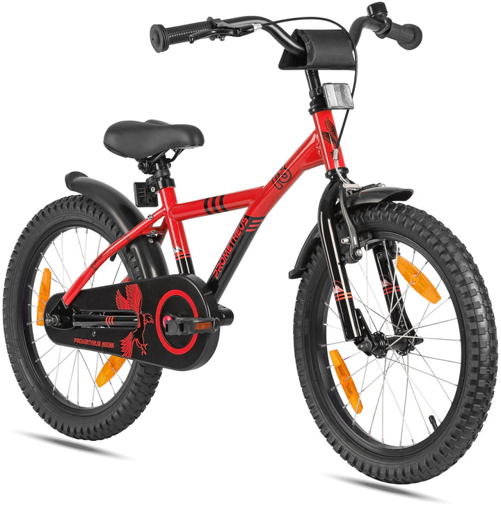 Kinderfiets 18 inch vanaf 5 jaar in rood & zwart - Kinderfiets 18 inch van prometheus - bikes | prometheus - bikes