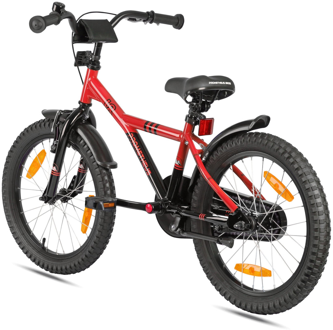 Kinderfiets 18 inch vanaf 5 jaar in rood & zwart - Kinderfiets 18 inch van prometheus - bikes | prometheus - bikes