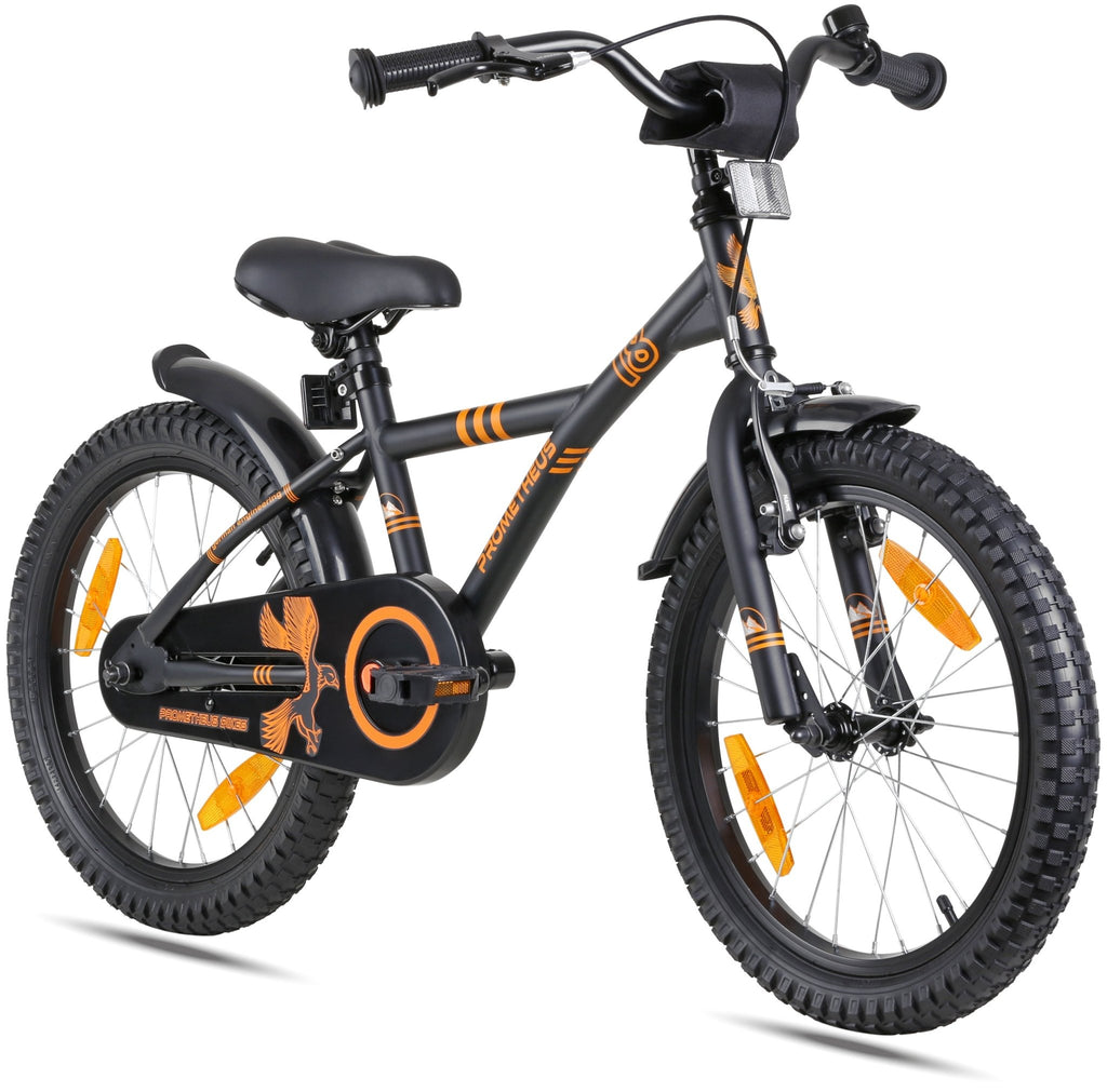 kids' bike 18 inch from 5 years in black matt & orange