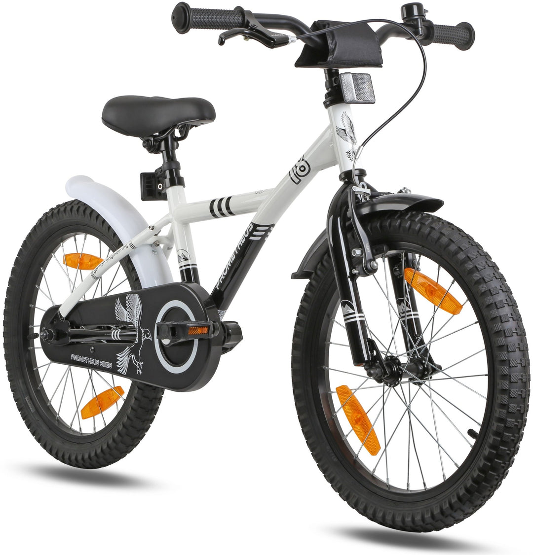 Kinderfahrrad 18 Zoll ab 5 Jahre Weiß & Schwarz – prometheus-bikes