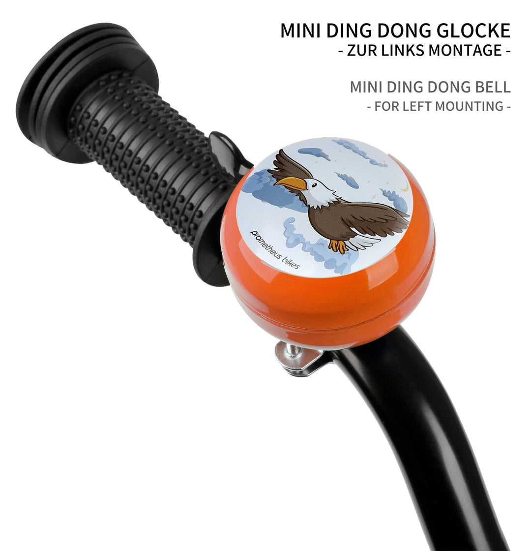 Klingel fr Kinder - Ding Dong Glocke - 60 mm - Links Montage in Orang   prometheus-bikes