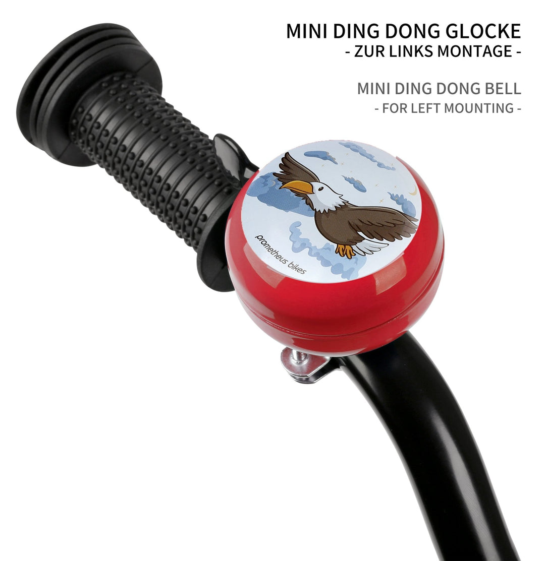 Klingel für Kinder - Ding Dong Glocke - 60 mm - Links Montage in Rot – Fahrradklingel von prometheus - bikes | prometheus - bikes
