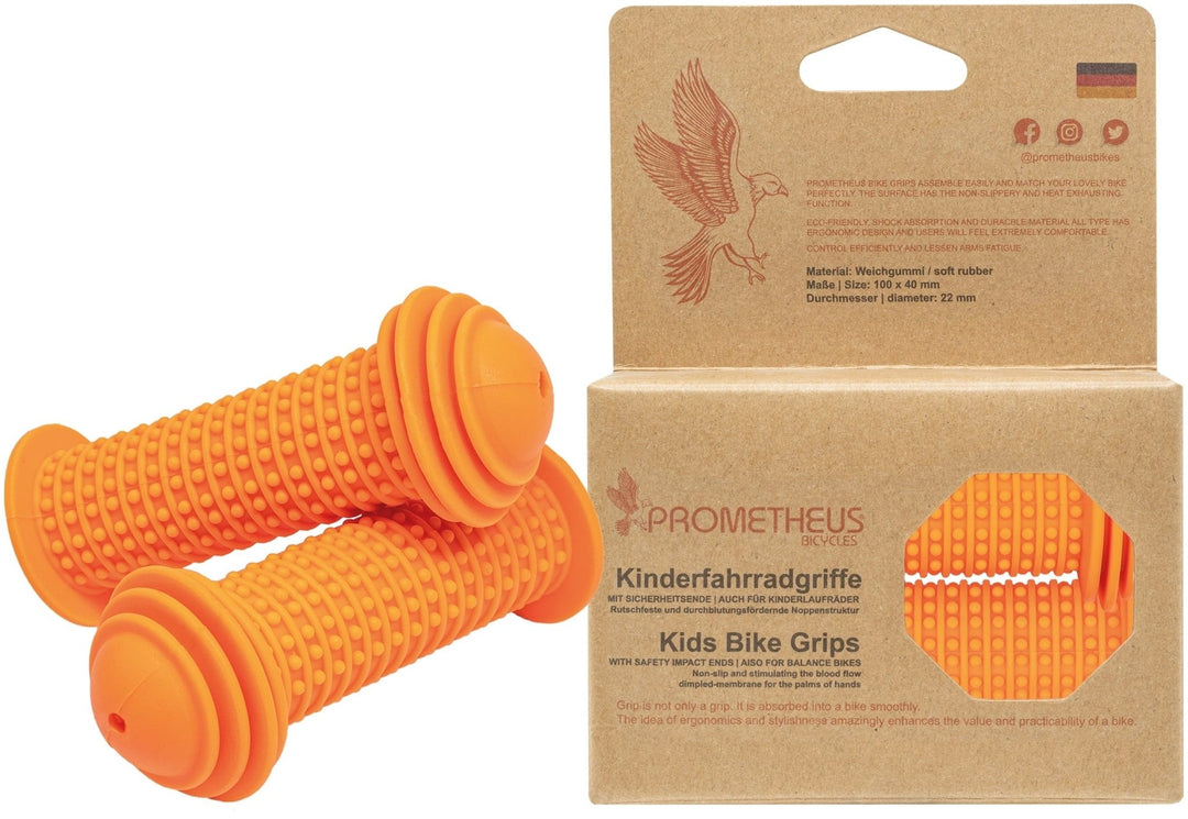 Lenkergriffe Kinder mit Sicherheitsende in Orange – prometheus-bikes