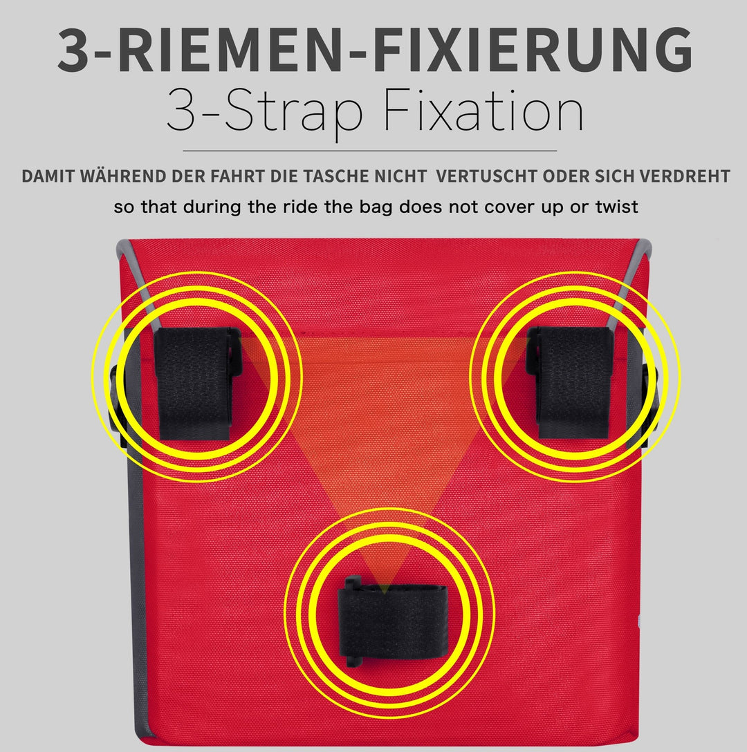 fahrrad lenkertasche rot Lenkertasche mit Tragegurt & 3 Riemen Sicherung in Rot – prometheus-bikes